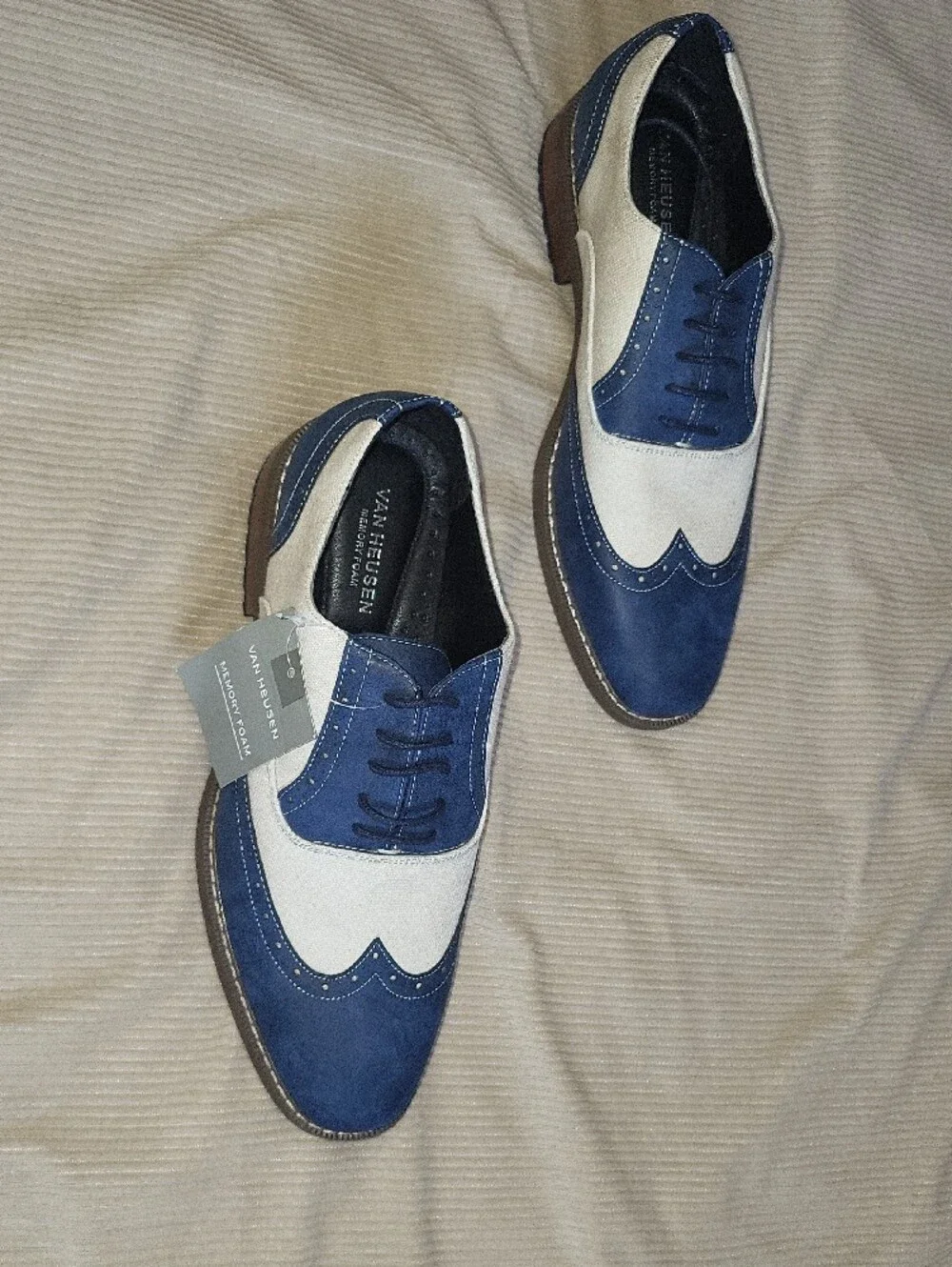 Van Heusen Two-Tone Navy and White Wingtip Oxfords